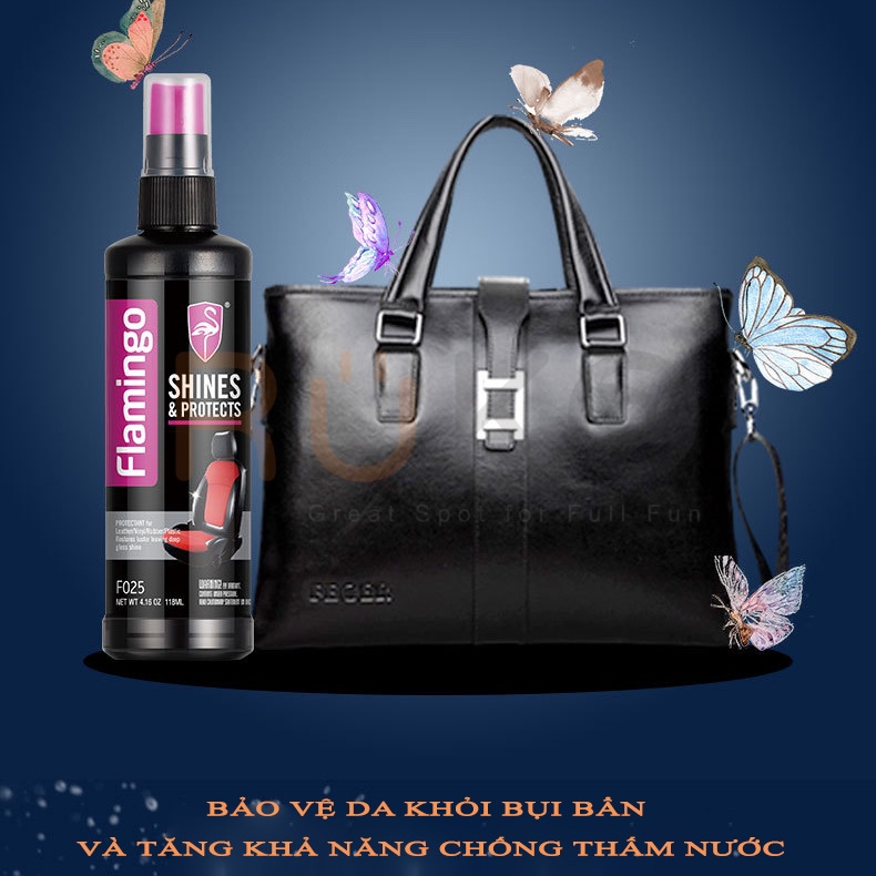 🚗  Flamingo chai xịt bảo dưỡng, vệ sinh vật dụng bằng da, ghế ô tô, túi, sofa, ví, áo khoác