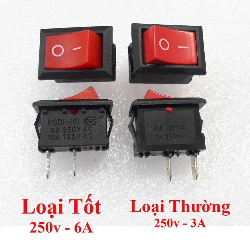 1 chiếc công tắc đòn bẩy bập bênh kcd1-11 250v 6a màu đỏ 2 chân
