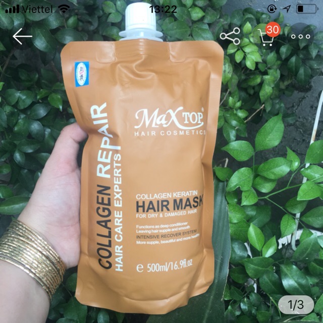 Hấp dầu phục hồi hoàn hình tóc hư tổn tóc sun tóc nát MAXTOP Hair Mask 500ml