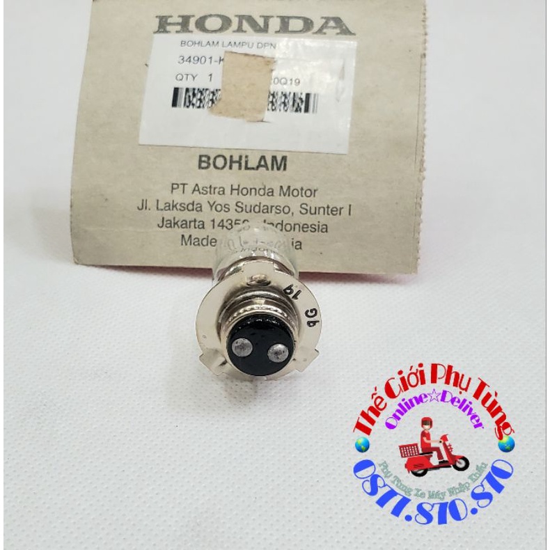 Bóng đèn trước 3 chia - Bóng đèn Wave Thái 110 12V-35W zin Honda Indonesia - 34901-KEV-950