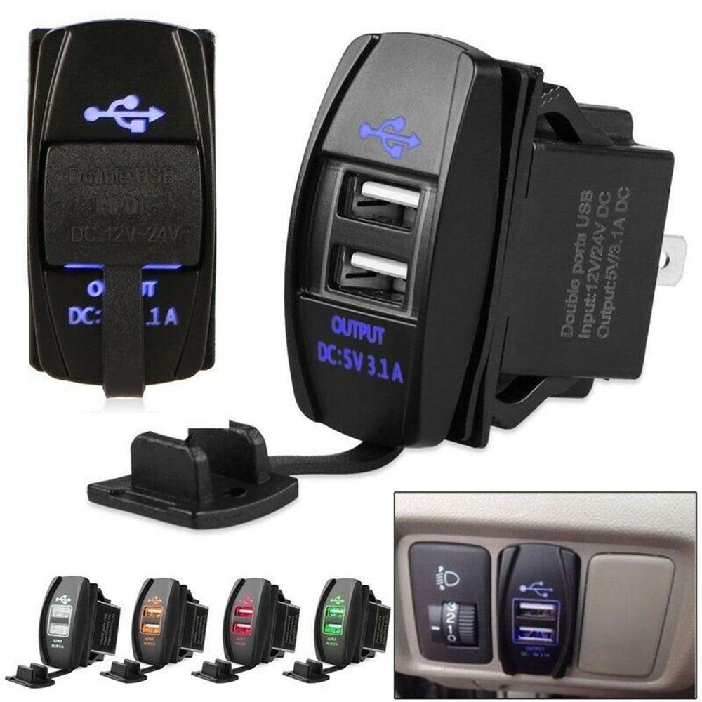 Tẩu Sạc Cổng USB Kép Thông Dụng Cho Xe Hơi / Xe Máy