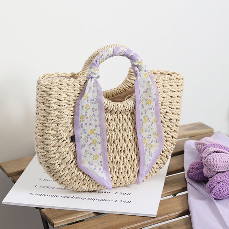 Túi Xách Tote Đan Lát Ngăn Rộng Phong Cách Boho Cho Nữ