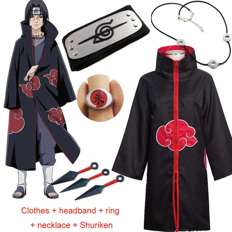 Bộ trang phục hóa trang nhân vật Anime Naruto Akatsuki Uchiha Itachi Sharingan