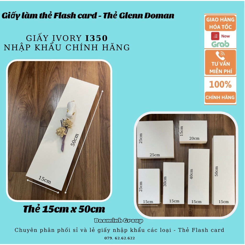 Flashcard  - 100 Thẻ trắng 15x50cm chuẩn giấy Ivory 350