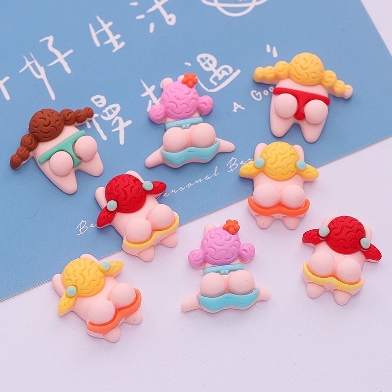 Charm (C503) slime/ Dụng Cụ Charm Trang Trí [Ko Keo &amp; Nút] Hình Họa Tiết Em Bé Bikini
