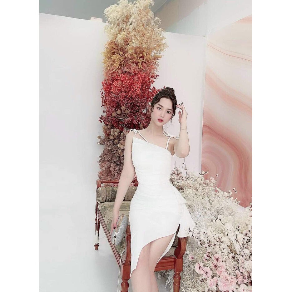 Đầm body 2 dây xẻ tà bèo hông xinh xắn  fashionzero - 65160