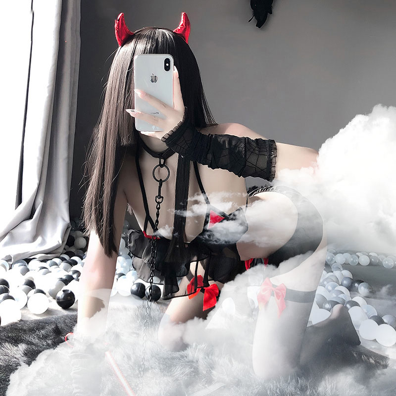 Set Đồ Lót 3 Món LEOSOXS Hóa Trang Cô Gái Ác Quỷ Thời Trang Gợi Cảm Cho Nữ