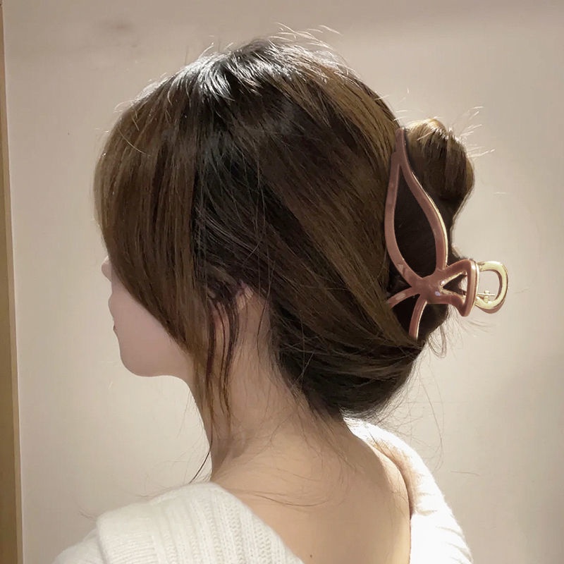 Kẹp Tóc Kim Loại Đính Nơ Sau Lưng Thời Trang Thu Đông Dành Cho Nữ Có Size Lớn