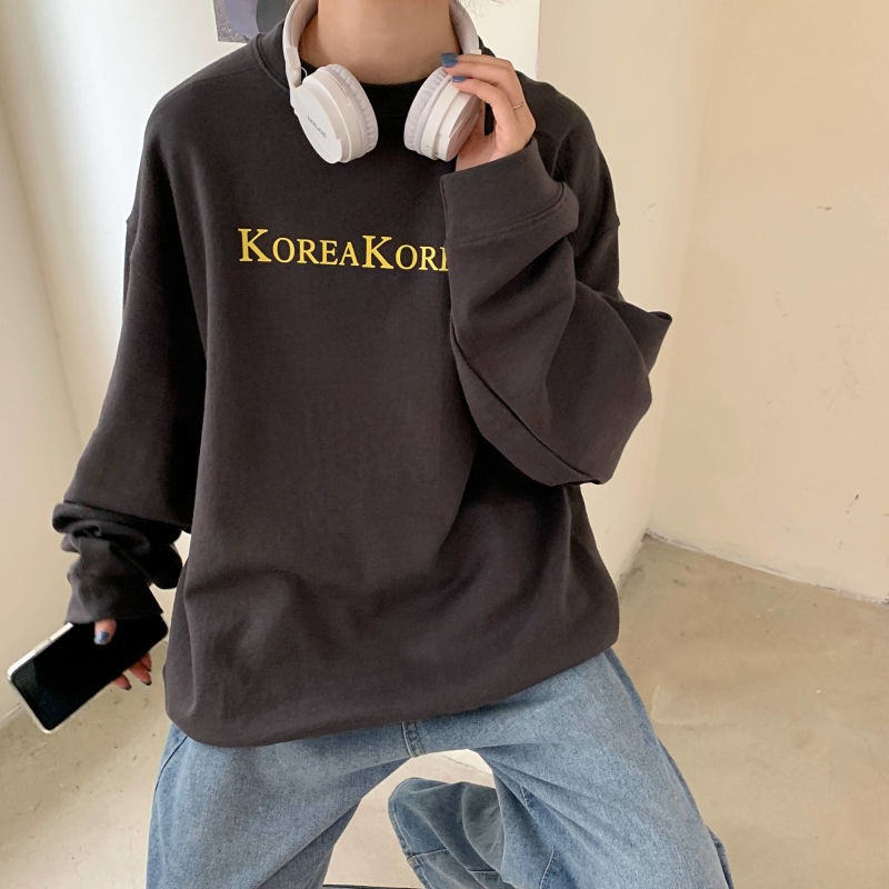 IELGY Áo sweater dài tay dáng rộng phong cách Harajuku Châu Âu cho nữ