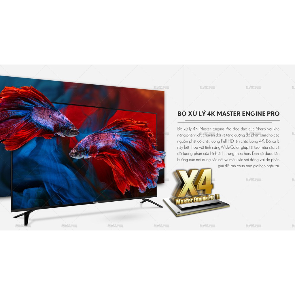 Smart Tivi 4K Ultra HD LED Sharp 60 inch 4T-C60CK1X - Hàng Malaysia Android 9.0 - Bảo Hành Chính Hãng 24 Tháng | WebRaoVat - webraovat.net.vn