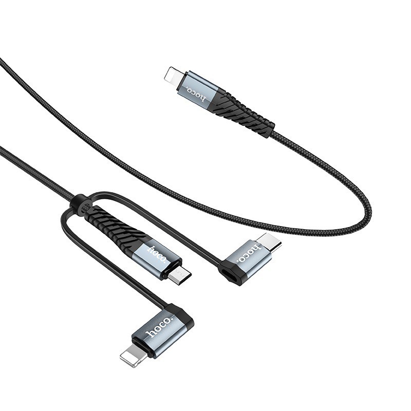 Cáp Sạc Đa Năng 4 Đầu Hoco X38 💎Chống Gãy💎 (2 x Lightning, Micro-USB, Type-C) - Hàng Chính Hãng