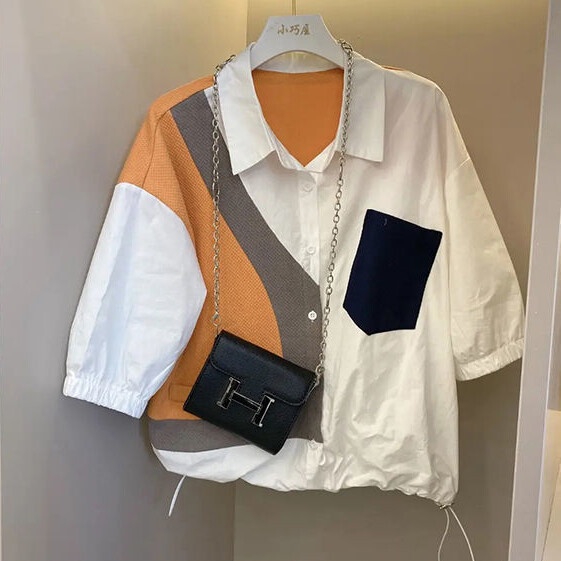 Áo Sơ Mi Dáng Rộng Tay Ngắn Cỡ Lớn Phong Cách Hàn Quốc Thời Trang Cho Nữ 2022