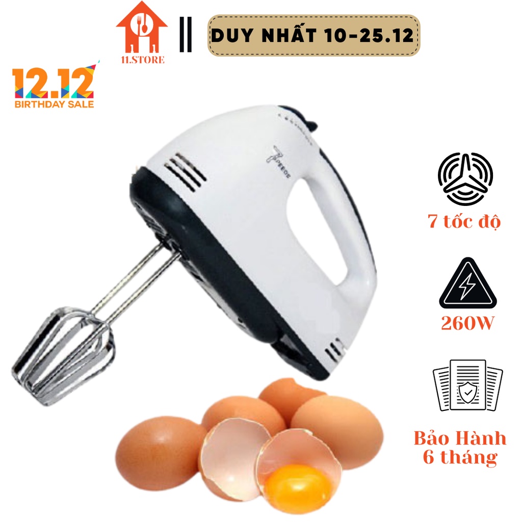 Máy Đánh Trứng Cầm Tay Mini 7 Nút Tốc Độ Công Suất 260W Hoạt Động Êm Ái(feeship)