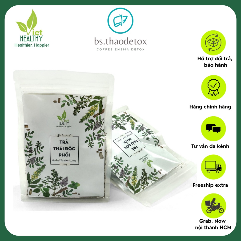 Trà Thảo Mộc thanh lọc Phổi Viethealthy, trà thải độc đường Hô Hấp 150g thơm ngon, dễ uống