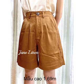 JUNE LINEN Q01 - Short Lửng LINEN lưng cao NHIỀU MÀU. Ống rộng Có bigsize. Hình thật.