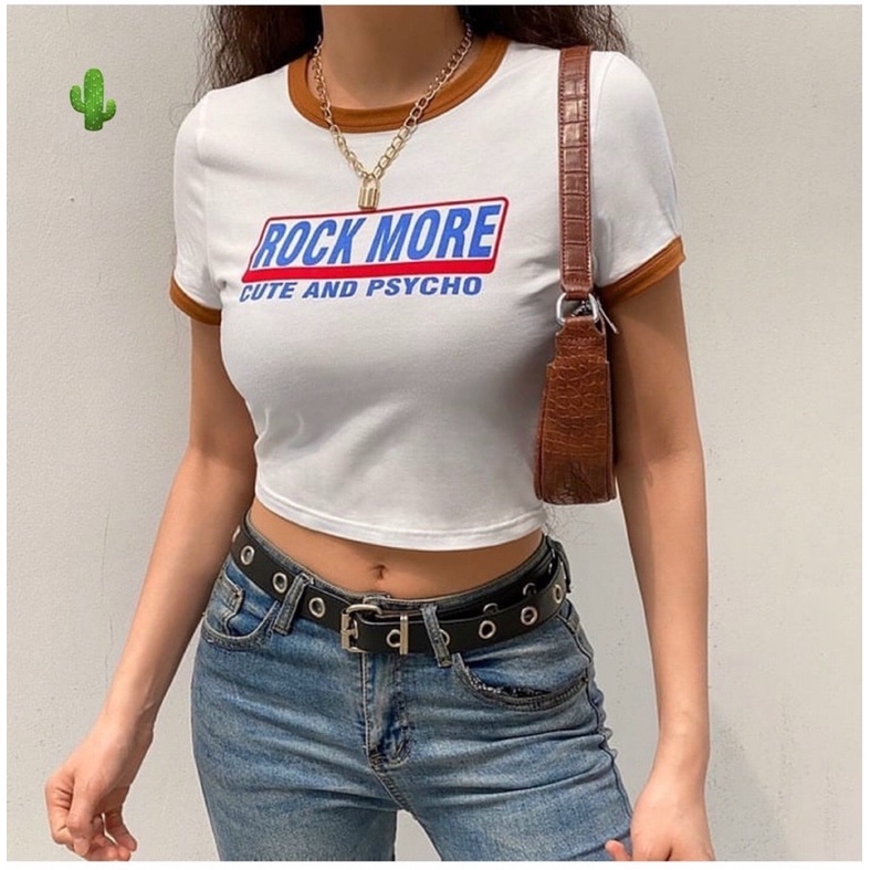ÁO KIỂU CROPTOP TAY NGẮN NỮ ROCK CUTE ALOHASHOP91
