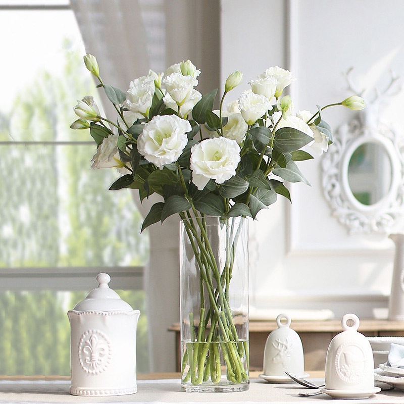 Bó Hoa 4 Bông Giả Eustoma Gradiflorus Lisianthus Trang Trí Nhà Cửa / Tiệc Cưới / Giáng Sinh