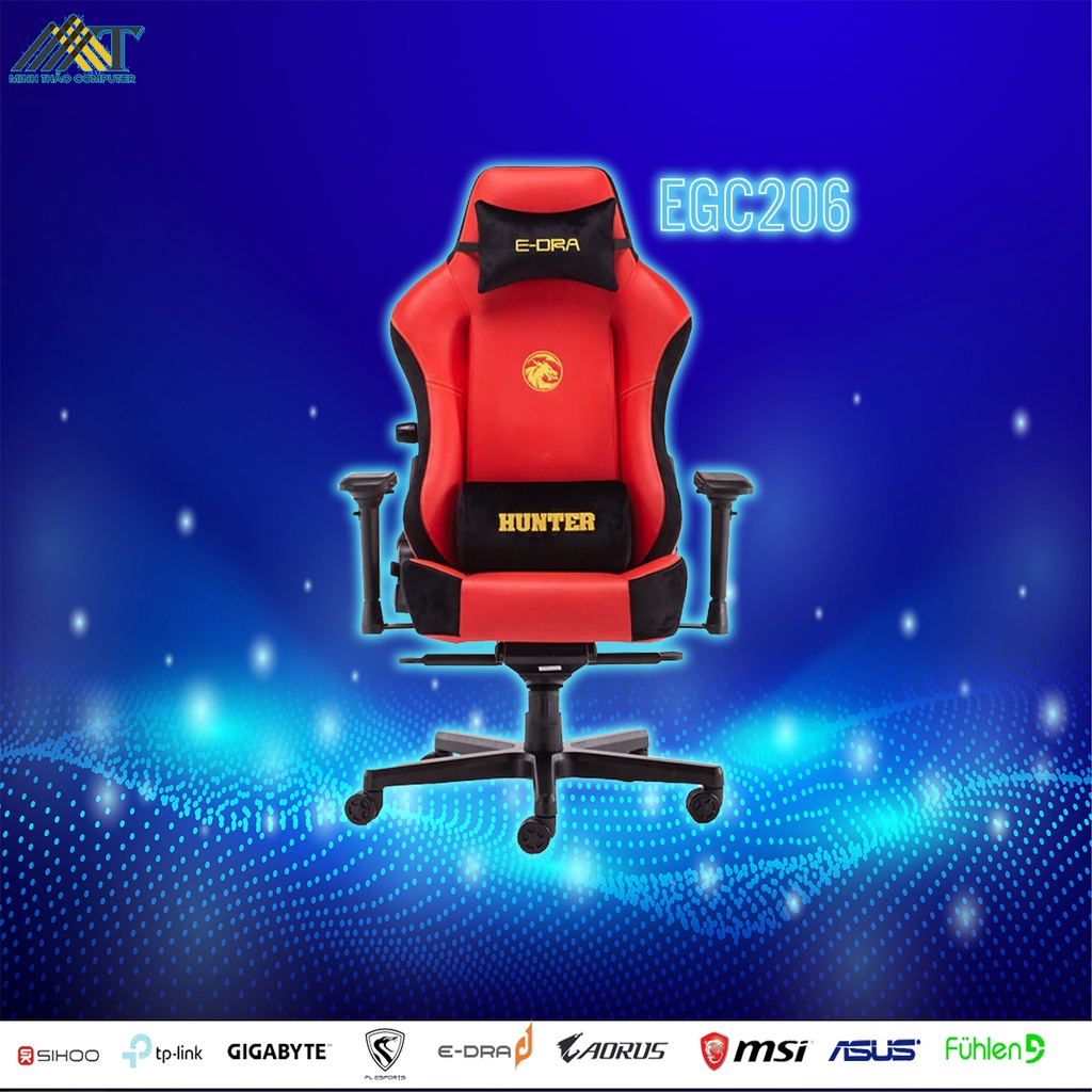 Ghế Xoay Gaming cao cấp EDRA Hunter EGC206 - Chất liệu da PU dễ dàng bảo quản - Đệm đúc nguyên khối