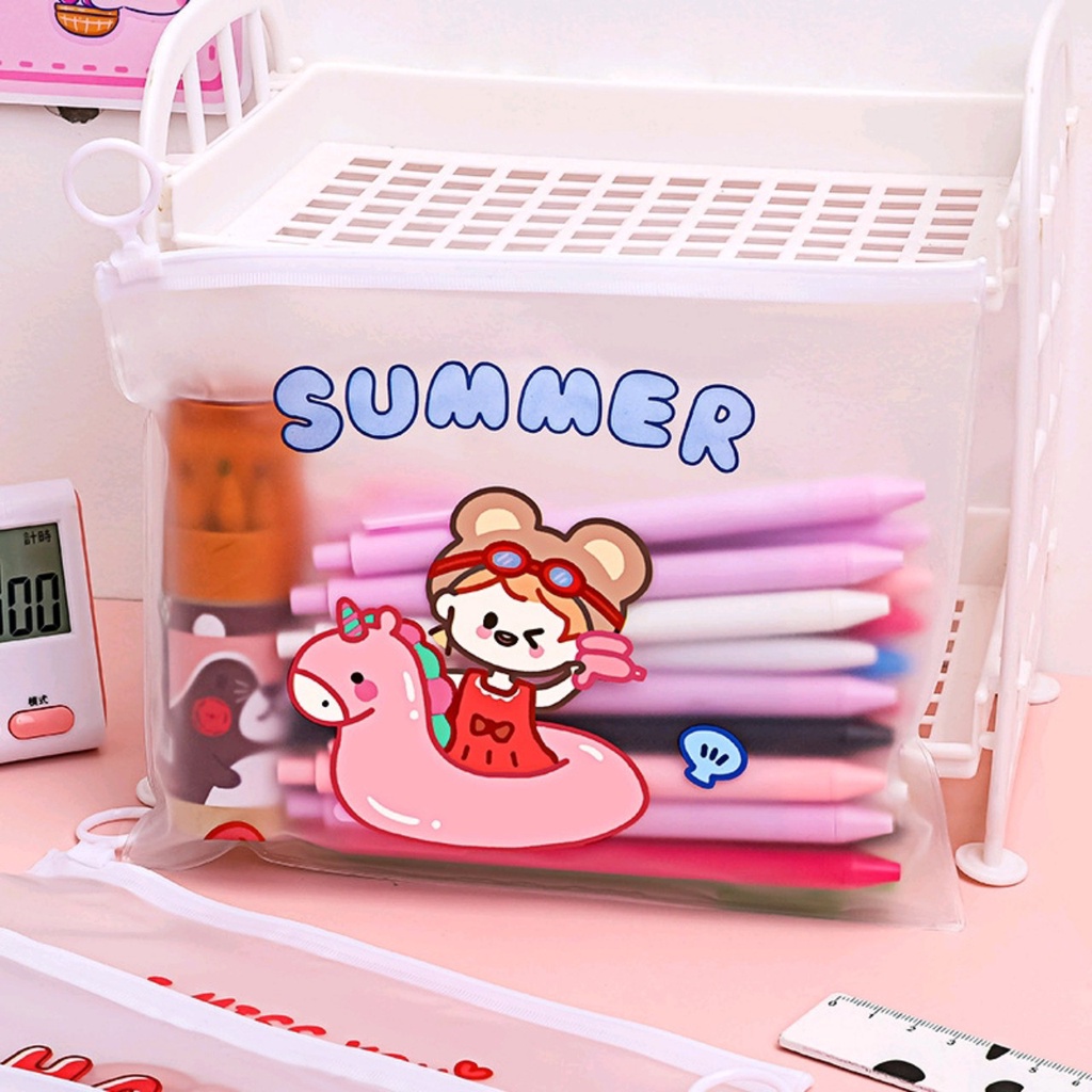 Túi đựng bút trong suốt, túi zip đựng bút và đồ dùng học tập văn phòng phẩm