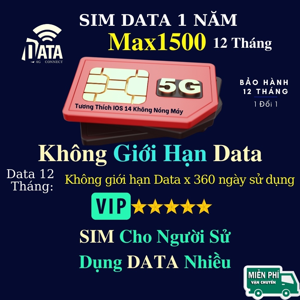 Sim4G Không Giới Hạn Data Tốc Độ Cao , Sử Dụng 12 Tháng , Bảo Hành 1 Năm