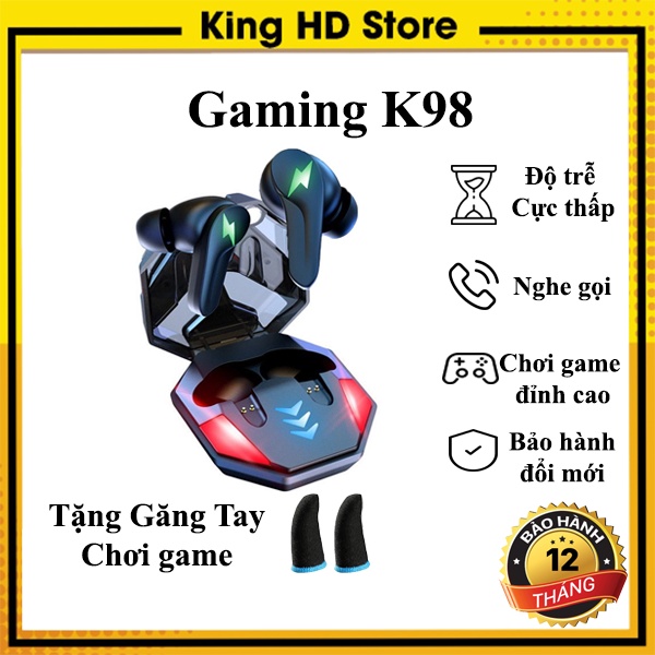 Tai Nghe Gaming Bluetooth K98, Tai Nghe Chơi Game Không Dây Độ Trễ Cực Thấp - Pin Trâu - Đàm Thoại 2 Tai