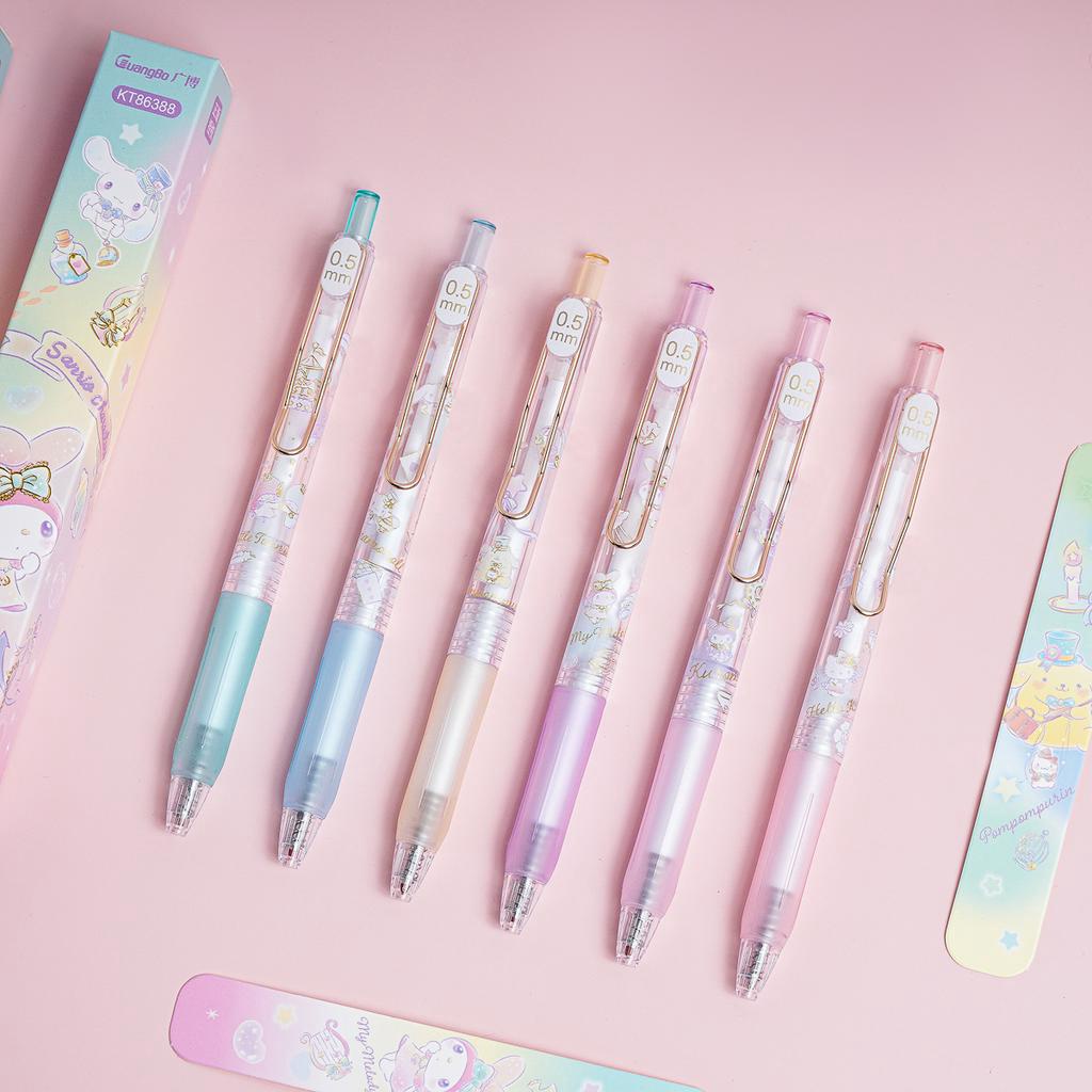 Bút bi gel nước ngòi 0.5mm mực đen đóng hộp hoạ tiết My Melody dễ thương, nét bút đẹp KT86388