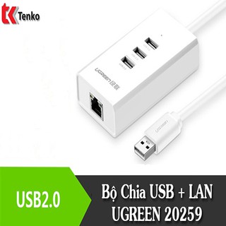 Bộ chia usb 3 cổng + lan ugreen 20259