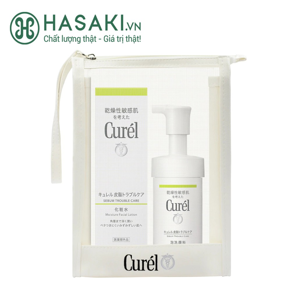 Combo Curél Lotion Dưỡng Da Sebum Trouble Care Sebum Care Lotion 150ml + Sữa Rửa Mặt Dành Cho Da Dầu Foaming Wash 90ml