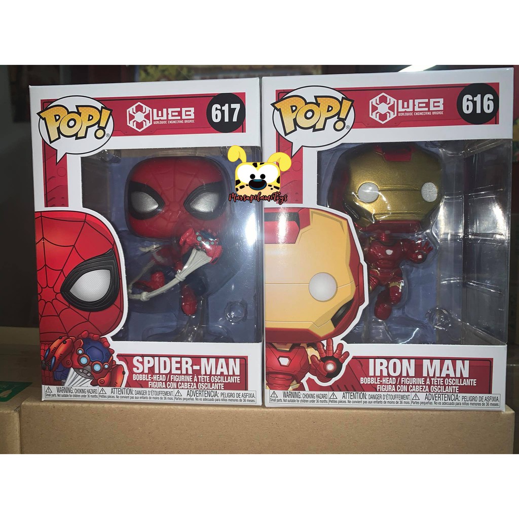 Combo 2 mô hình Funko Pop! W.E.B: Iron Man & Spider-Man Disney Park Exclusive