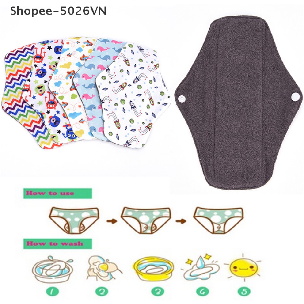 [flood] Miếng Lót Vệ Sinh Kinh Nguyệt Bằng Vải Cotton Tre Giặt Được Tái Sử Dụng Được (f)