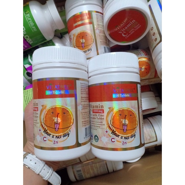 Viên nhai Vitamin c with zinc Vitatree 1000mg Úc 100 viên Date 8/2024