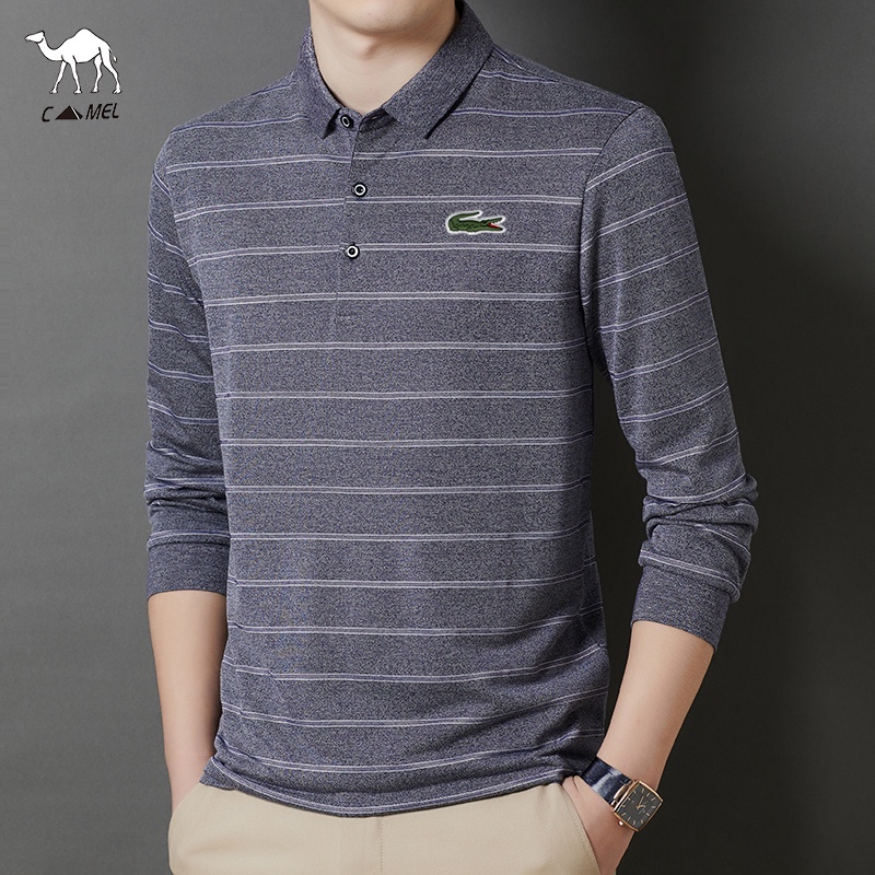 Áo polo Dài Tay Họa Tiết Kẻ Sọc Hàng Mới Chất Lượng Cao Cho Nam
