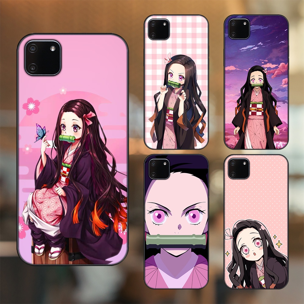 Ốp lưng Realme C11 2020 viền đen in hình Nezuko Kimetsu no Yaiba