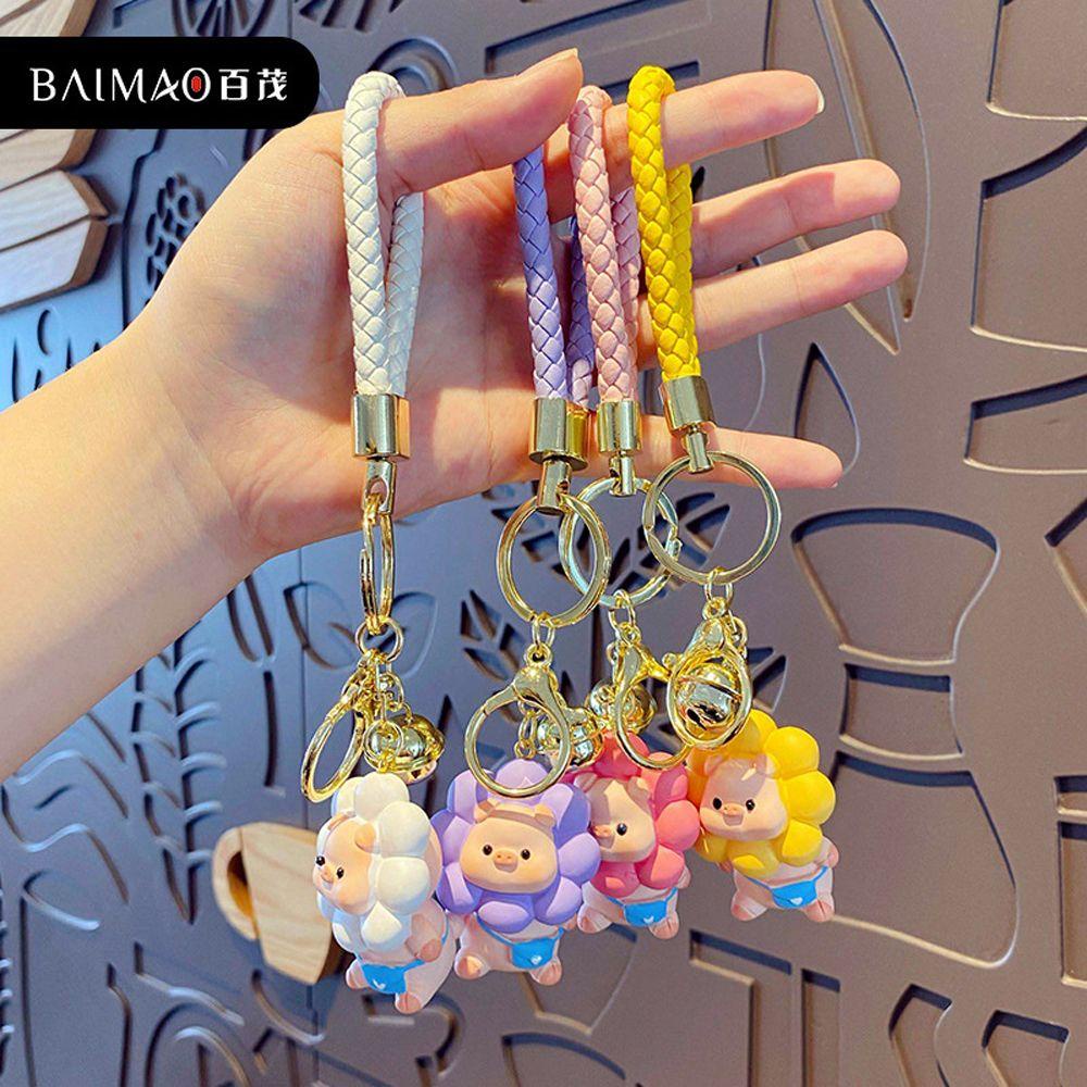 Móc Chìa Khóa Hình Heo Và Hoa Hướng Dương Bằng Nhựa Resin Dễ Thương