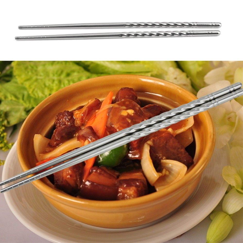 Bộ 5 Đôi Đũa Ăn Thiết Kế Tinh Tế Tiện Dụng|Đĩa Tròn Bằng Thép Không Gỉ Trọng Lượng Nhẹ Chống Trượt