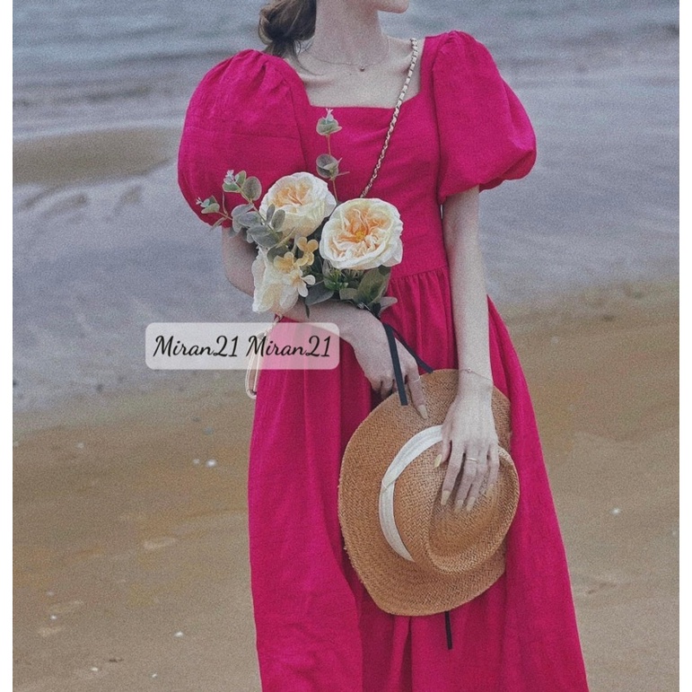 Váy Maxi Đi Biển Tay Bồng Hai Lớp