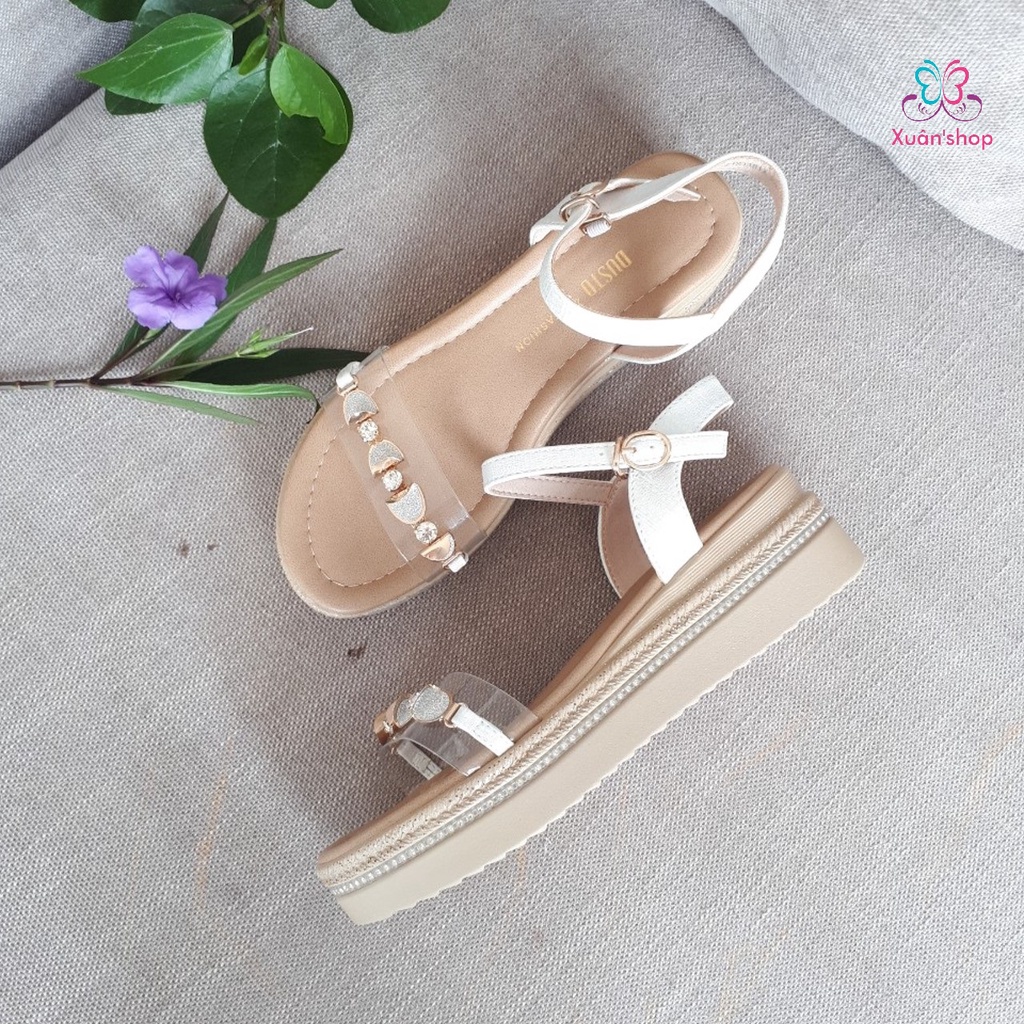 Giày sandal Dusto quai ngang, đế xuồng cao 5cm (size 35-40)