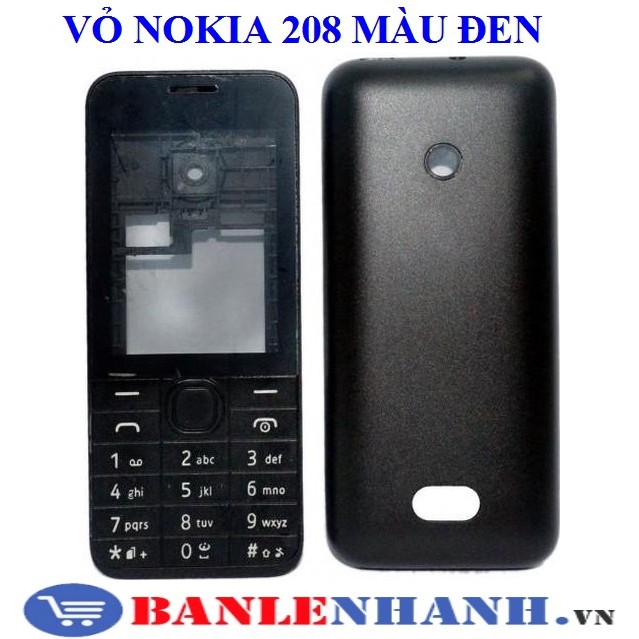 VỎ NOKIA 208 MÀU ĐEN KHÔNG PHÍM [VỎ ZIN, XỊN]