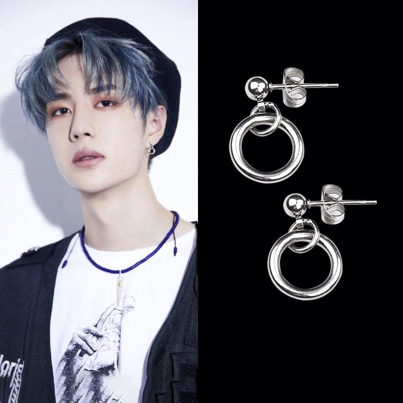 Khuyên tai Vương Nhất Bác, (MỘT ĐÔI) bông tai unisex titan không gỉ
