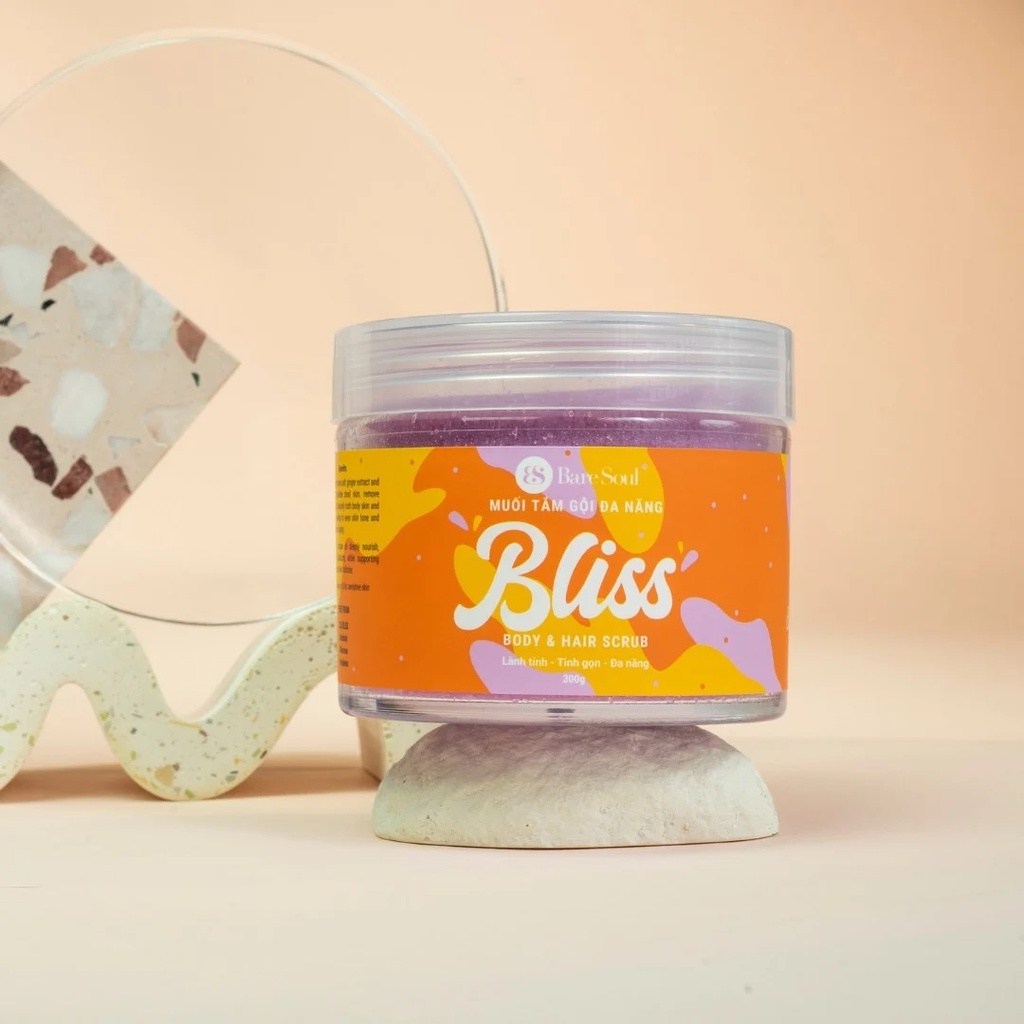 BareSoul Muối tắm gội đa năng cho da đầu và cơ thể Bliss Body &amp; Hair 300g
