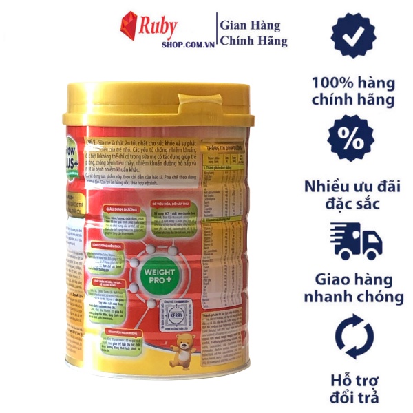Sữa Bột Nutifood Grow PLUS Đỏ dinh dưỡng hiệu quả cho trẻ suy dinh dưỡng thấp còi lon 780g và 900g