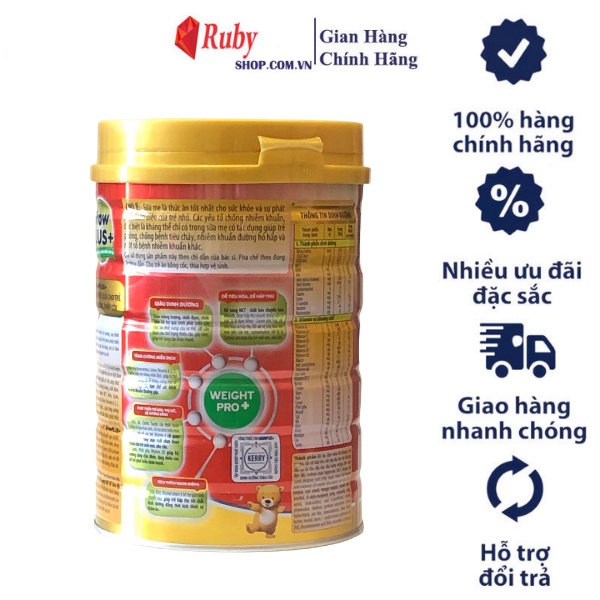 Sữa Bột Nutifood Grow PLUS Đỏ dinh dưỡng hiệu quả cho trẻ suy dinh dưỡng thấp còi lon 780g và 900g