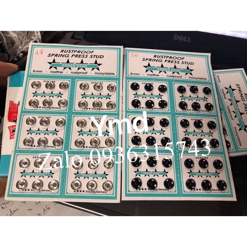 Khuy bấm sịn + cúc bấm khâu + nút áo