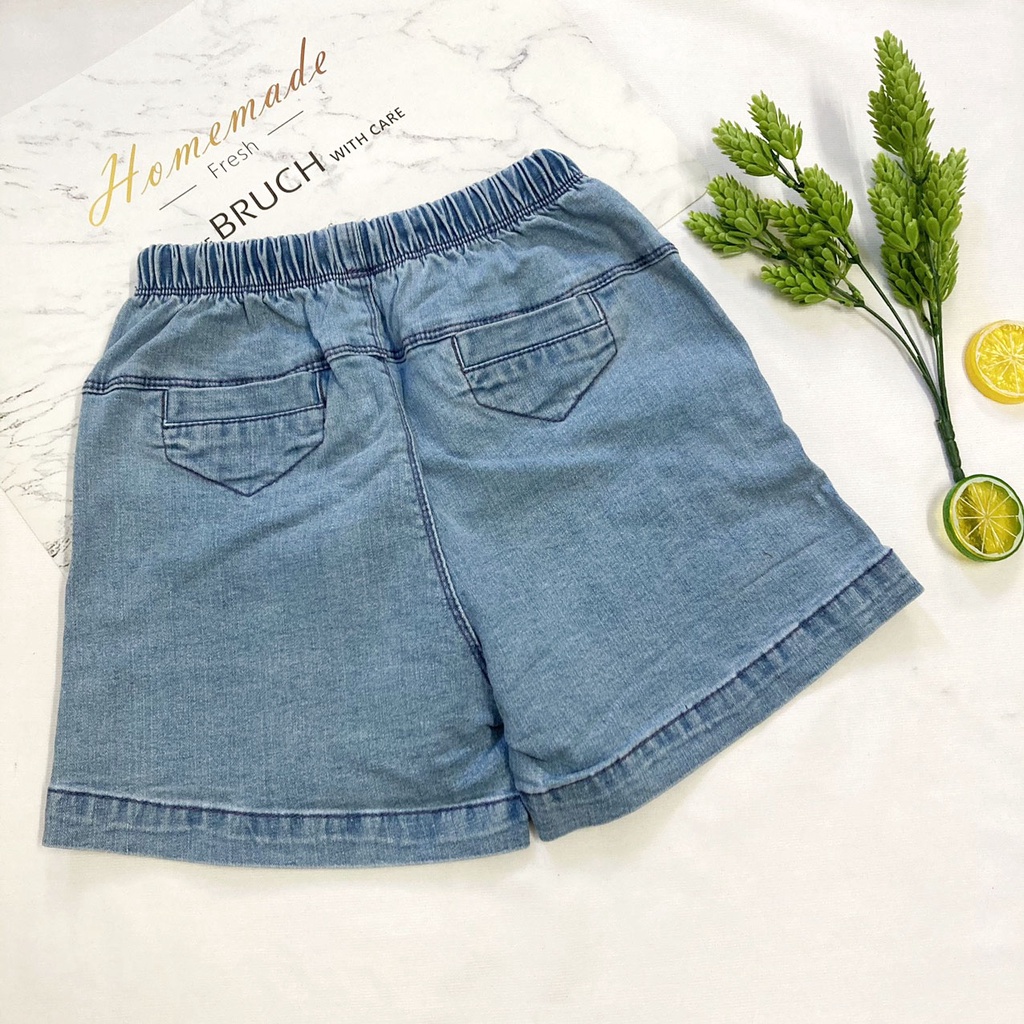 Quần đùi nữ từ 40-50kg jean mềm có độ giãn ít - hàng đẹp - lưng thun có dây rút - QU77