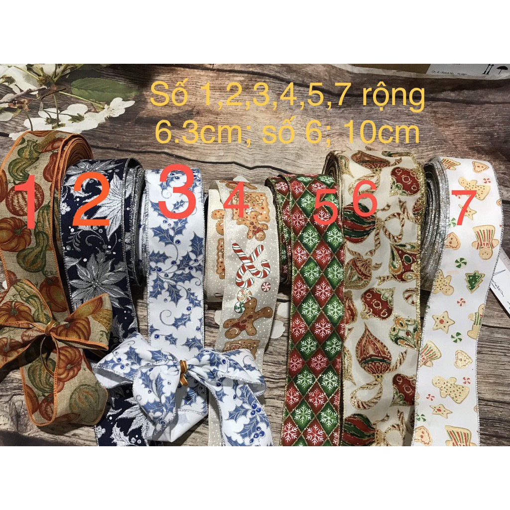 2m-5m ruy băng noel rộng từ 6cm đến 10cm