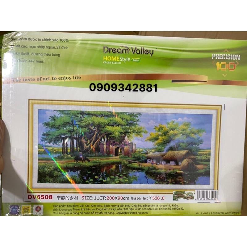 Tranh thêu Chữ thập Làng quê việt nam  Dream valley mẫu mới  DV6509(2mx90 cm) chưa thêu