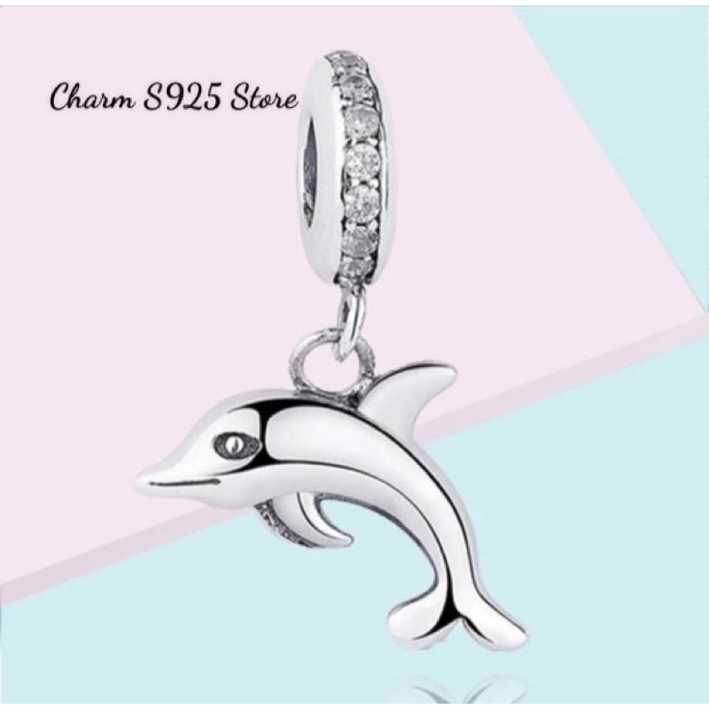 charm pan treo cá heo trắng bạc s925 cao cấp