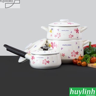 Bộ 3 nồi tráng men cao cấp Fujihoro MCPV-3 - dùng được bếp từ