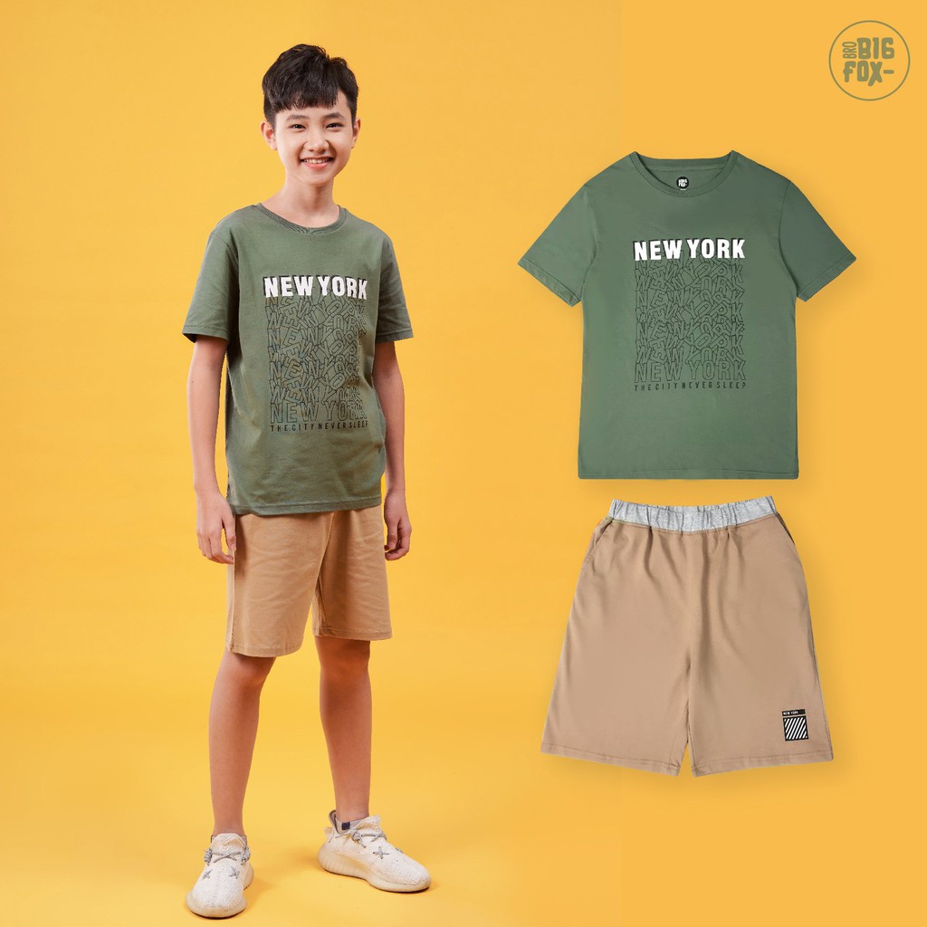 Bộ Quần Áo Cộc Tay Bé Trai Size Đại 12-15 Tuổi Teen Nam BigFox Mặc Mùa Hè Chất Cotton Mã Xuất 08