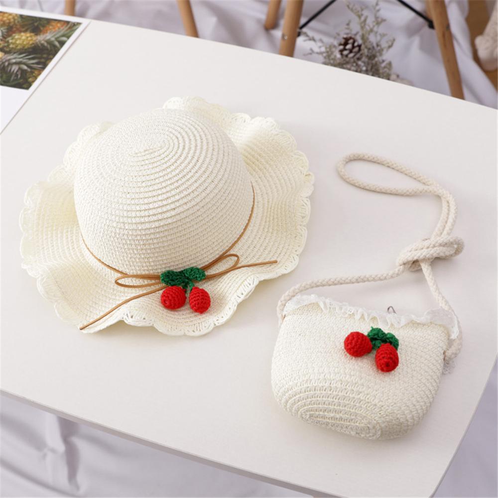CLEVER Mũ Rộng Vành Che Nắng In Họa Tiết Cherry Thời Trang Đi Biển Cho Bé